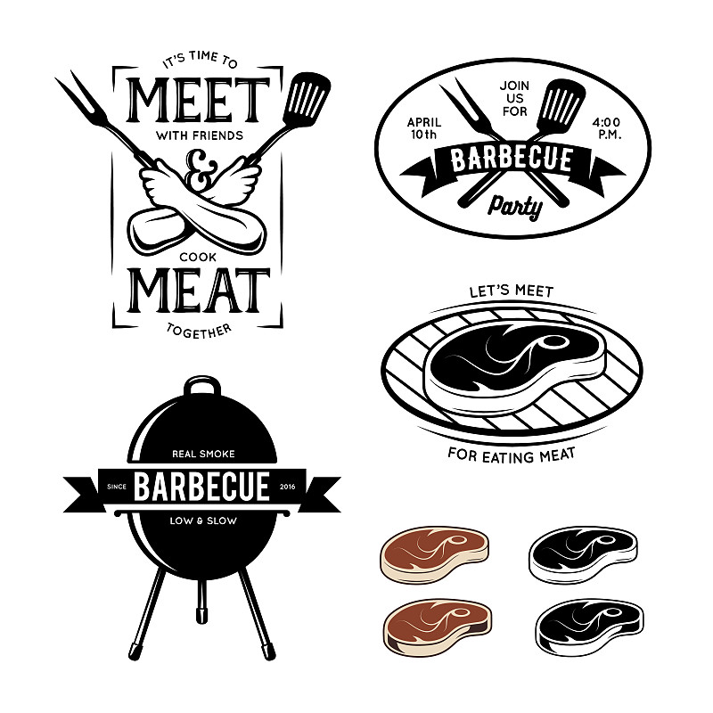 烤肉架,绘画插图,标签,证章,矢量,家庭,化学元素周期表,牛排,格子烤肉,肉