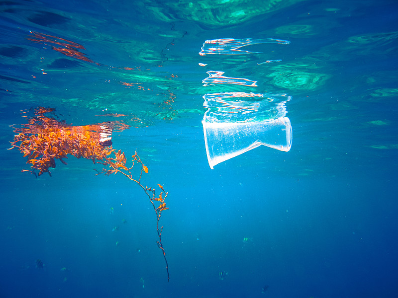 塑胶,海洋,半空中,垃圾,循环符号,水肺潜水,水,平视角,水下