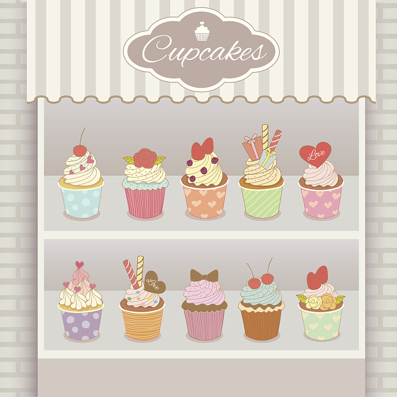 纸杯蛋糕,咖啡馆,白色,奶泡,菜单,贺卡,蛋糕,香草兰,蓝莓,樱桃