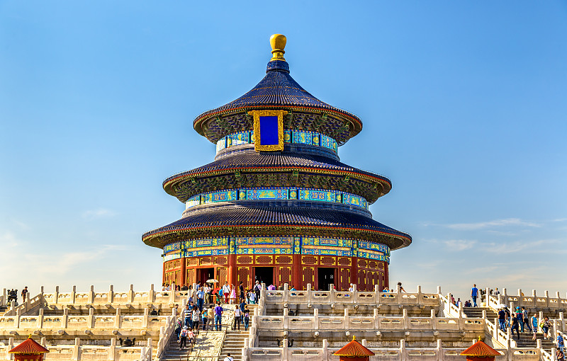北京,祈年殿,天坛,亭台楼阁,天空,古代文明,公园,水平画幅,东亚,旅行者
