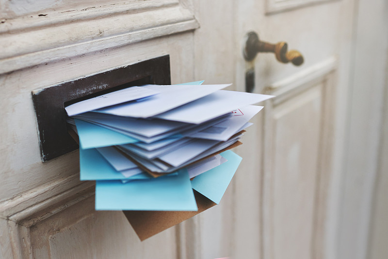 邮件,拥挤的,果酱,公共信箱,充满的,邮筒,消息,信封,明信片