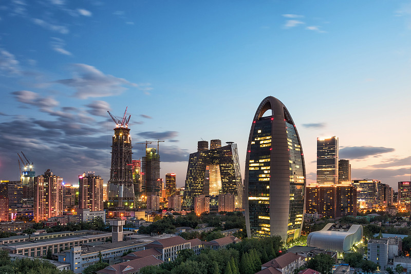 夜晚,北京cbd,市区,金融区,当地著名景点,北京,天空,留白,未来,外立面