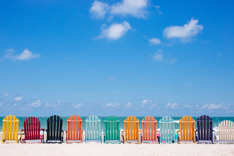 椅子,海滩,自然美,彩色图片,自然,天空,度假胜地,休闲活动,水平画幅,沙子
