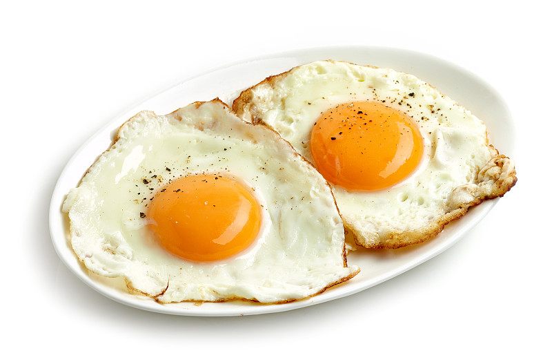 白色背景,煎蛋,早餐,水平画幅,鸡蛋,无人,家禽,胡椒,膳食,背景分离