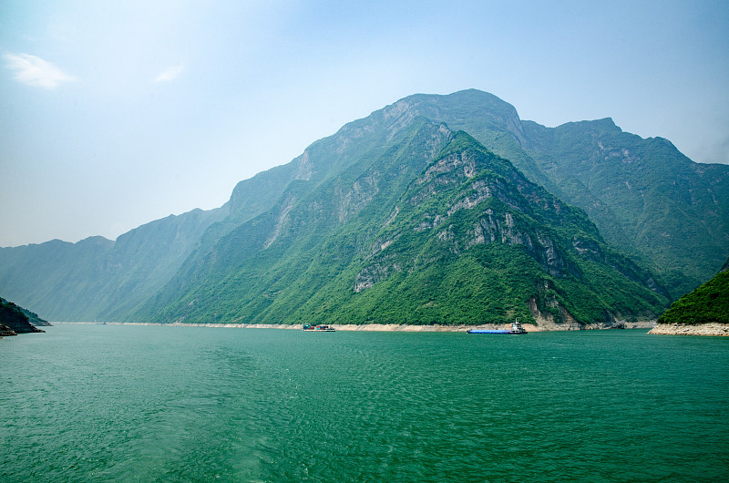 长江,长江三峡,水,沟壑,水平画幅,无人,货运,夏天,户外,工业