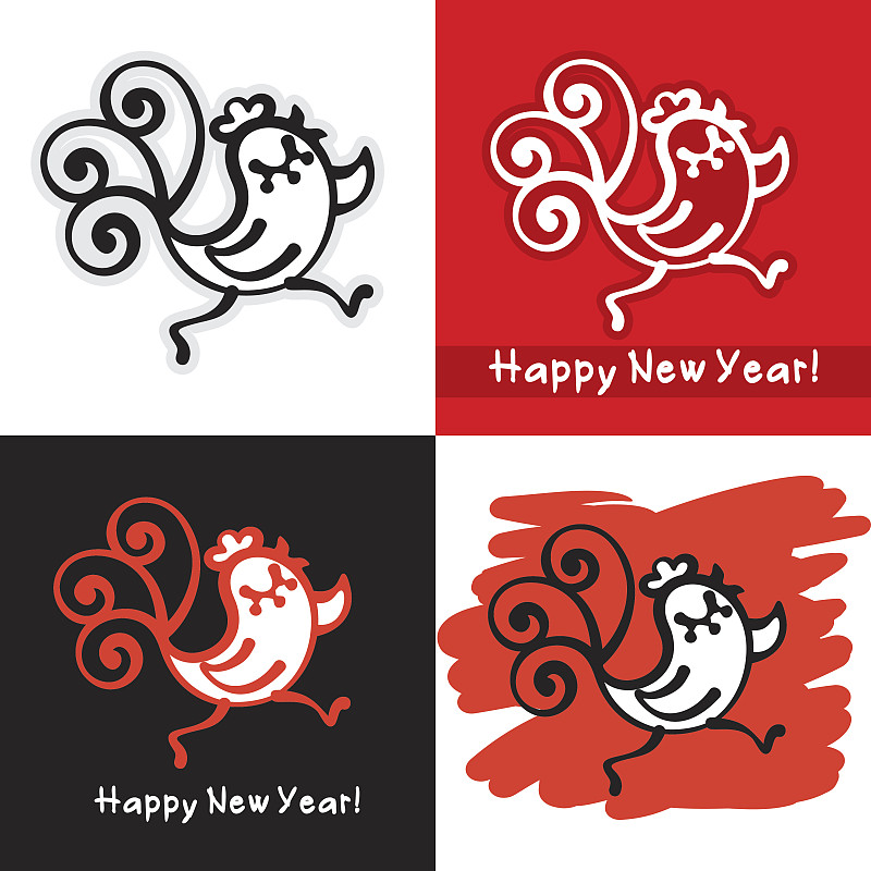 小公鸡,可爱的,2017年,符号,日历,东亚,鸡年,卷着的,春节,吉祥物
