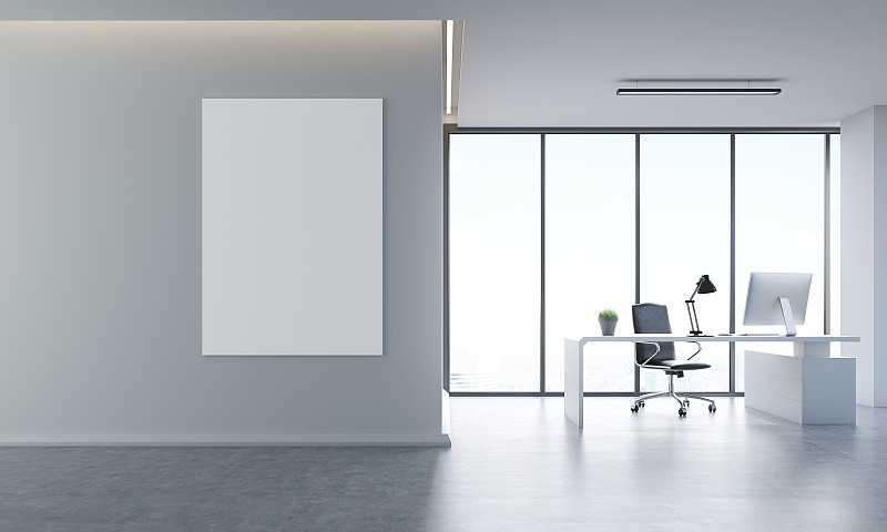 办公室,灰色,水平画幅,无人,椅子,灯,办公椅,家具,现代,商业金融和工业