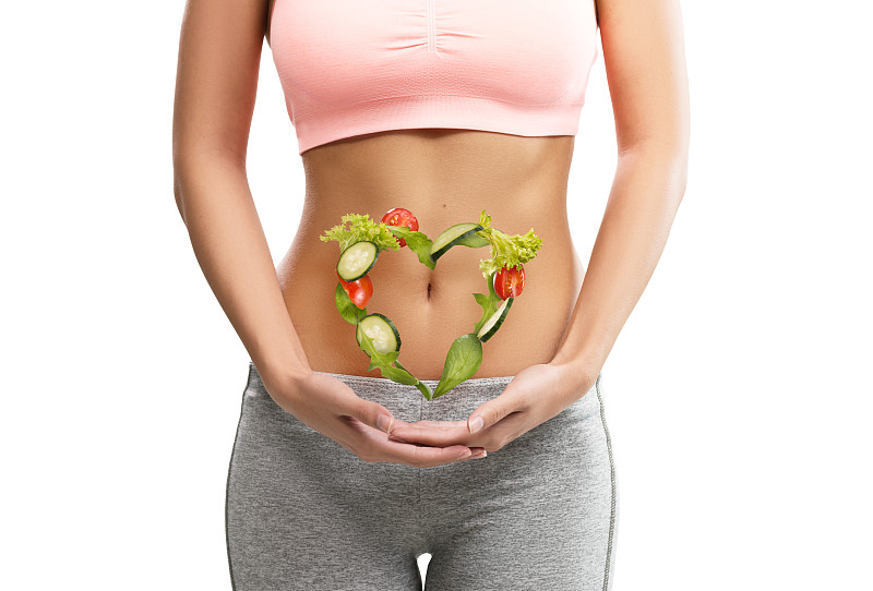 蔬菜,心型,青年女人,拿着,膳食纤维,人类消化系统,腹腔,腹部,胃,饮食