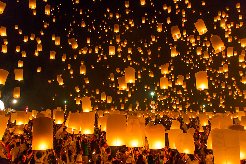 热气球,彝族,清迈省,典礼,灯笼,非凡的,泰国,传统节日,运气,纸灯笼
