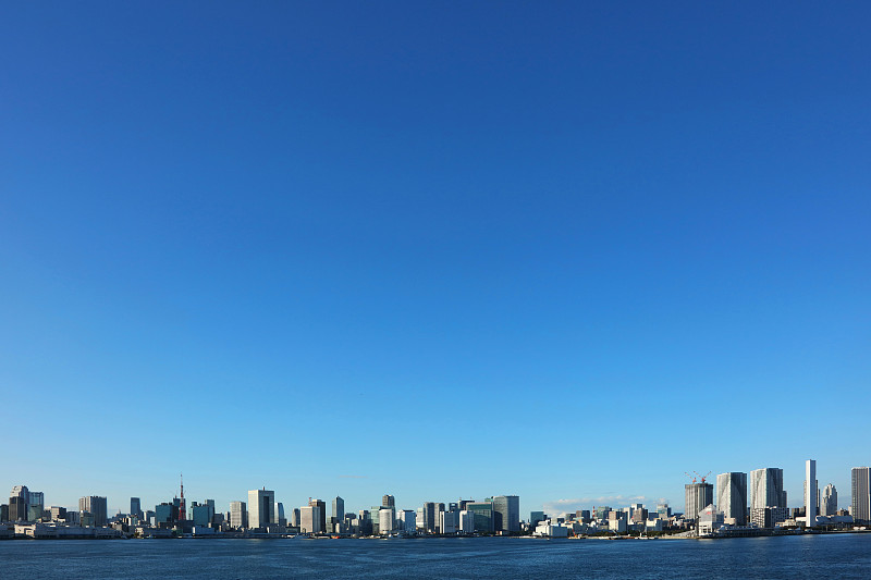 东京,城市,天空,留白,客船,水平画幅,无人,邮轮,夏天,拉克勒兹