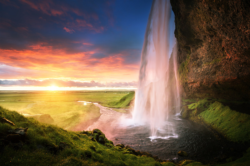 seljalandsfoss,waterfall,冰岛国,瀑布,彩虹,冰河,极端地形,自然神力,南,野外动物,宏伟