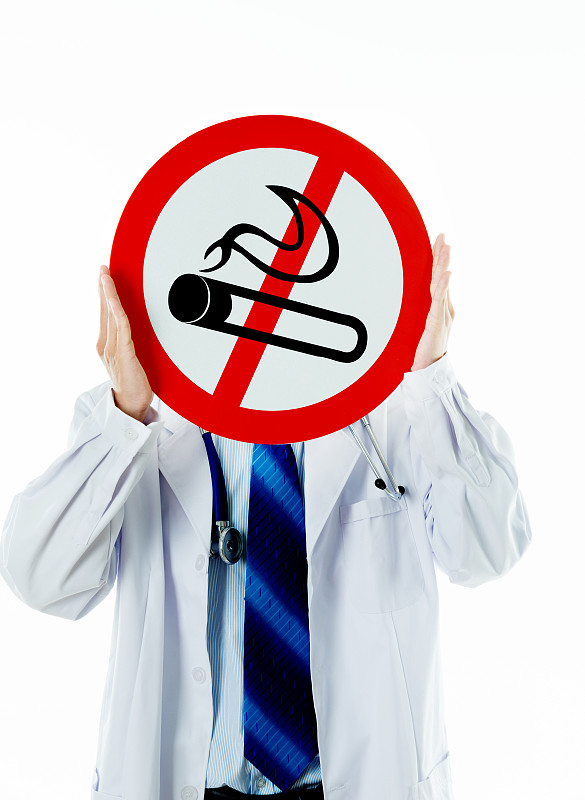 禁止吸烟记号,拿着,警告标志,停止标志,垂直画幅,留白,符号,禁止的,制服