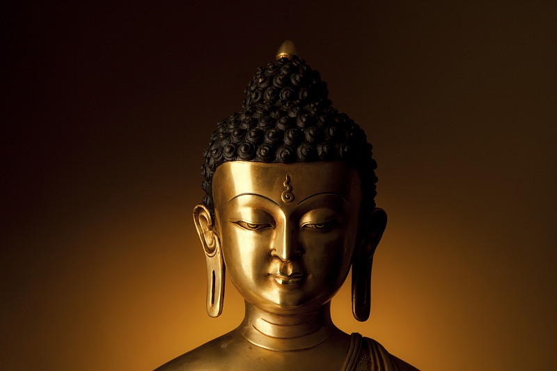 佛,人的头部,涅槃,美术雕像,小乘佛教,黄色背景,古代文明,青铜,成组图片,印度