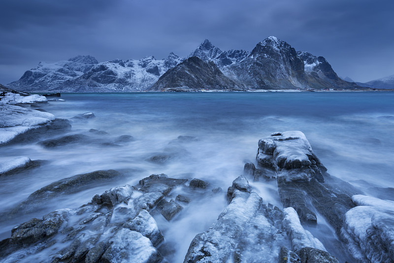 冬天,乌云,峡湾,挪威,在上面,水,群岛,暴风雨,水平画幅,挪威海