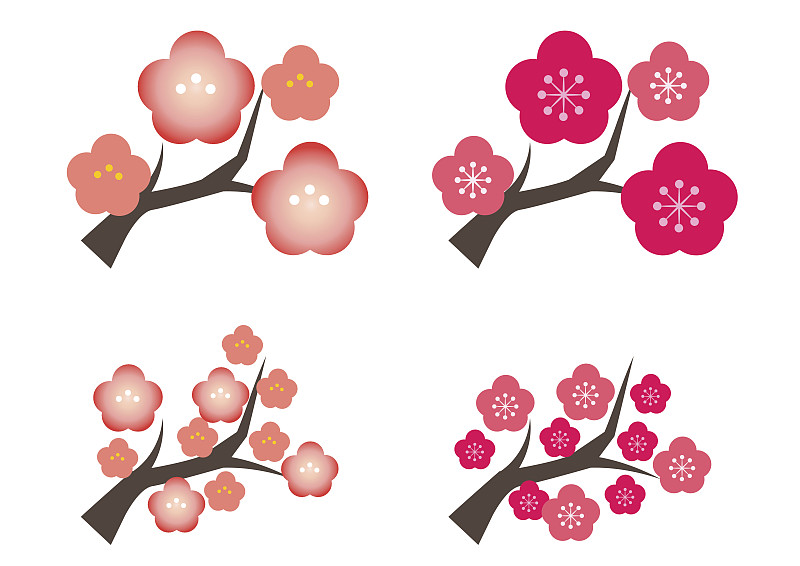 李树,四只动物,梅花,朝鲜的新年,自然界的状态,春节,春天,中国,东亚,植物