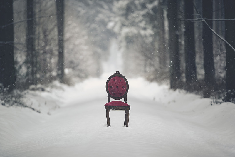 椅子,森林,冬天,红色,都市风光,超现实主义的,幻想,鬼,单车道,生闷气的