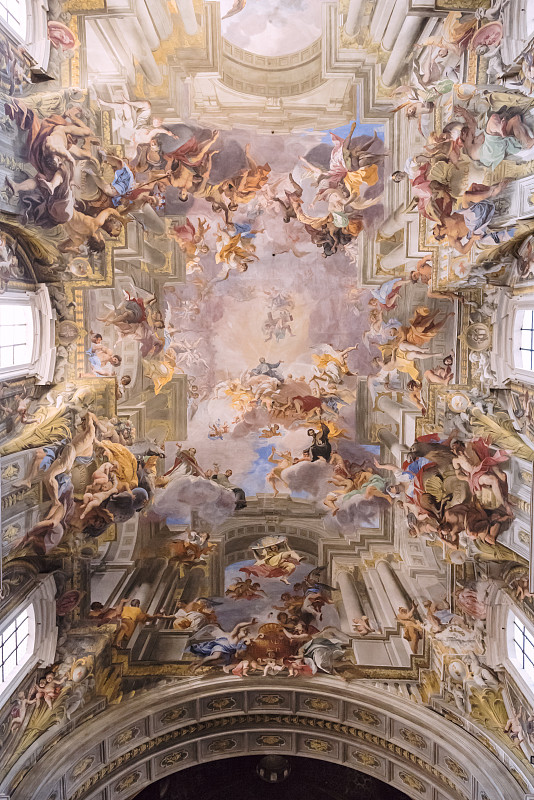 罗马,天花板,泥墙画,17世纪风格,耶稣会会士,巴洛克风格,垂直画幅,建筑师
