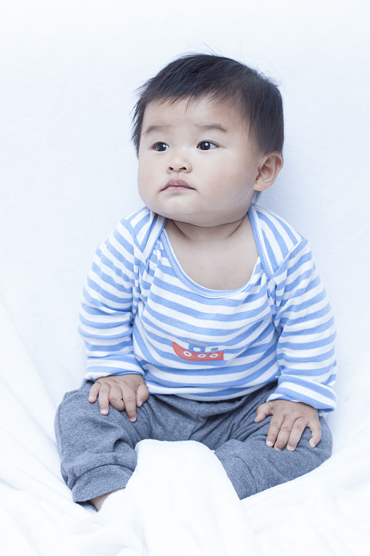 男婴,可爱的,中国人,水手服,仅一名男婴,仅男婴,婴儿期,6到11个月,水手,婴儿服装