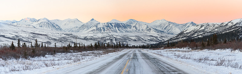 阿拉斯加,公路,冬天,背景,山脉,阿拉斯加山脉,麦金利峰,极端地形,自然荒野区,路