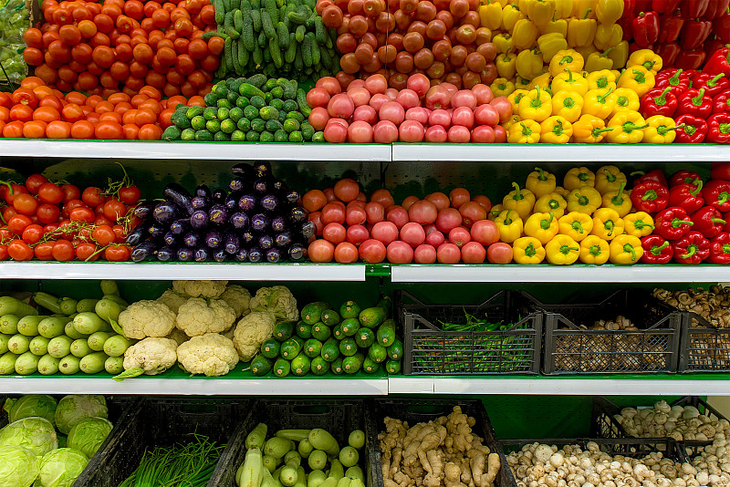 架子,超级市场,蔬菜,水果,椒类食物,清新,健康食物,胡瓜,营养品,农业市集
