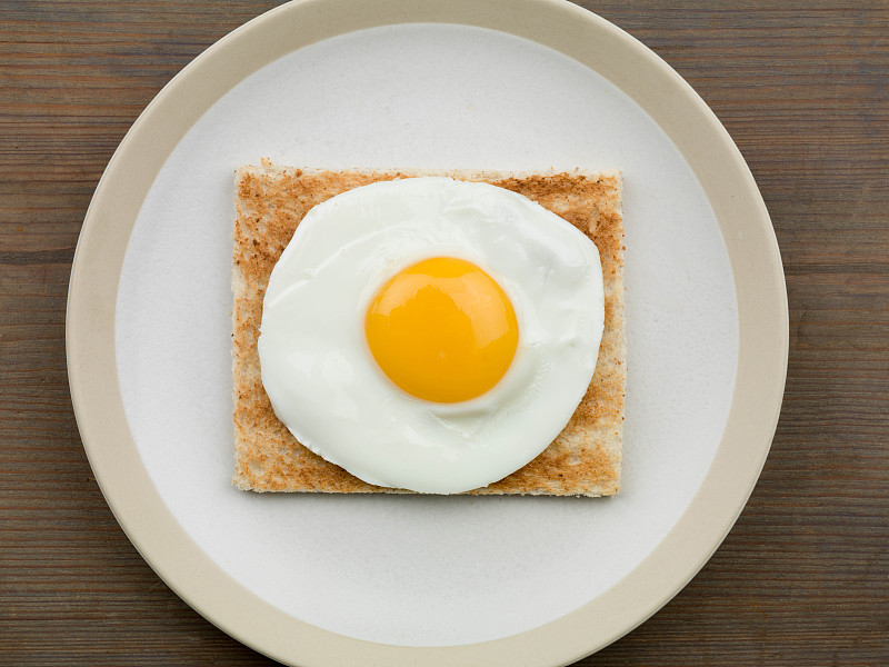 煎蛋,吐司面包,早餐,水平画幅,高视角,素食,鸡蛋,无人,膳食,小吃