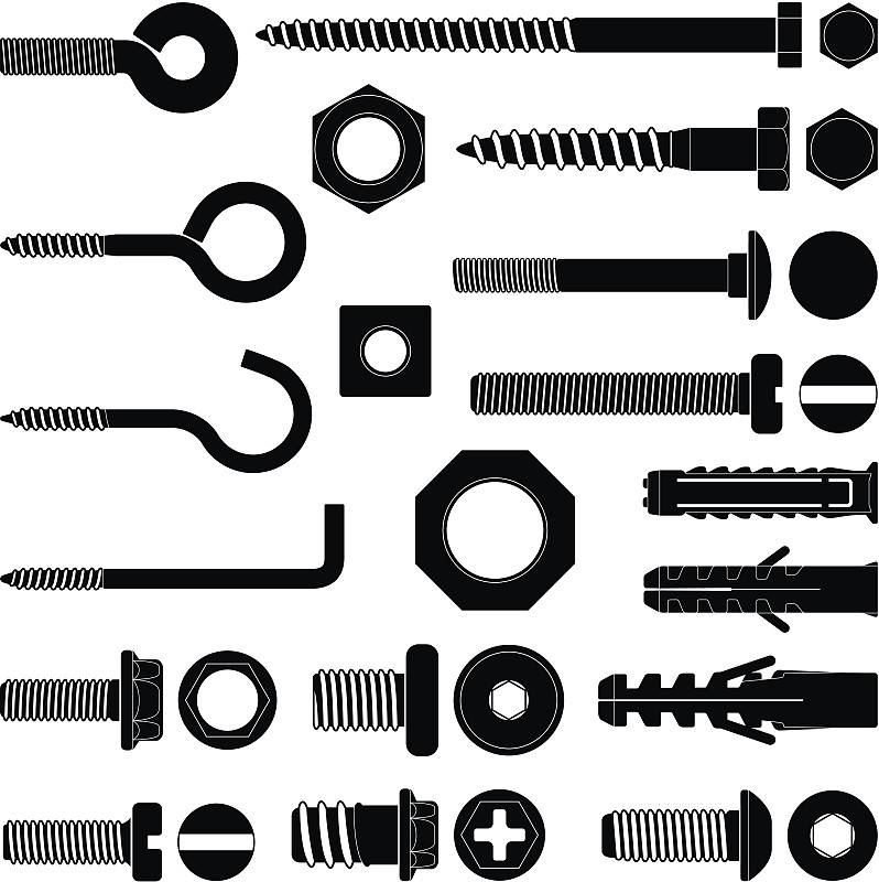 螺钉,螺母,吊钩,矢量,网络连接插头,螺丝,铆钉,可调,木工,垂直画幅