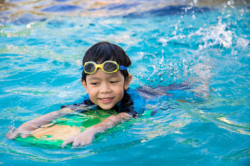 游泳池,知识,男孩,水,水平画幅,进行中,湿,夏天,泳装,泰国