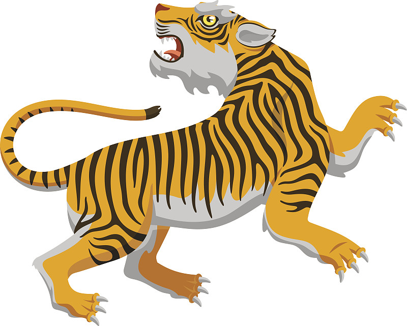 虎,挑战姿态,咆哮,孟加拉虎,尖牙,爪,吉祥物,韧性,勇气,野外动物