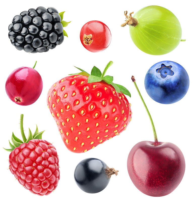 浆果,分离着色,红醋栗,黑加仑,熊果,覆盆子,熟的,蔓越桔,醋栗,多汁的