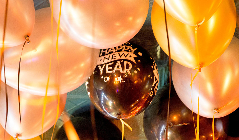 气球,新年前夕,黄金,美国,水平画幅,无人,天花板,黑色,纽约,室内