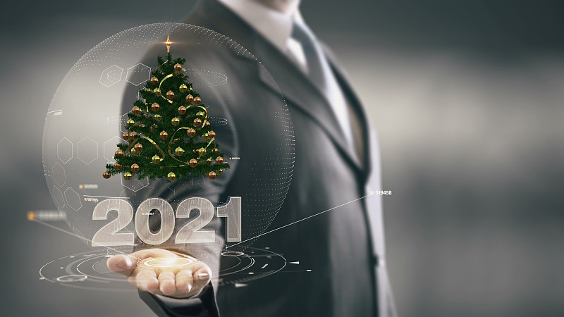 2021,拿着,圣诞树,男商人,手,新的,新年,2015年,部分,技术