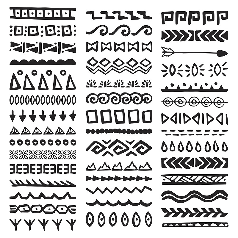 国境线,高雅,原始主义,钢笔画,部落艺术,图形打印,提基,玛雅文明,之字形,虚线
