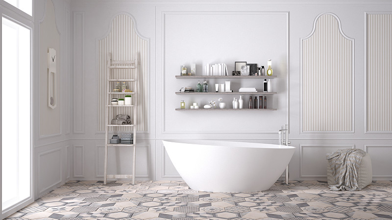 浴室,斯堪的纳维亚人,白色,简单,室内设计师,砖地,古典风格,古董,健康水疗,陶瓷制品
