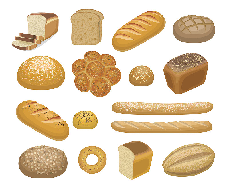 蜘蛛网,小圆面包,面包,牛角面包,早餐,水平画幅,绘画插图,符号,法式食品,背景分离