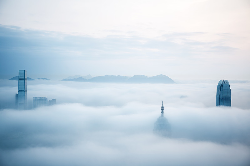 都市风景,雾,城市,早晨,威士忌山,云,白日梦,水,金融