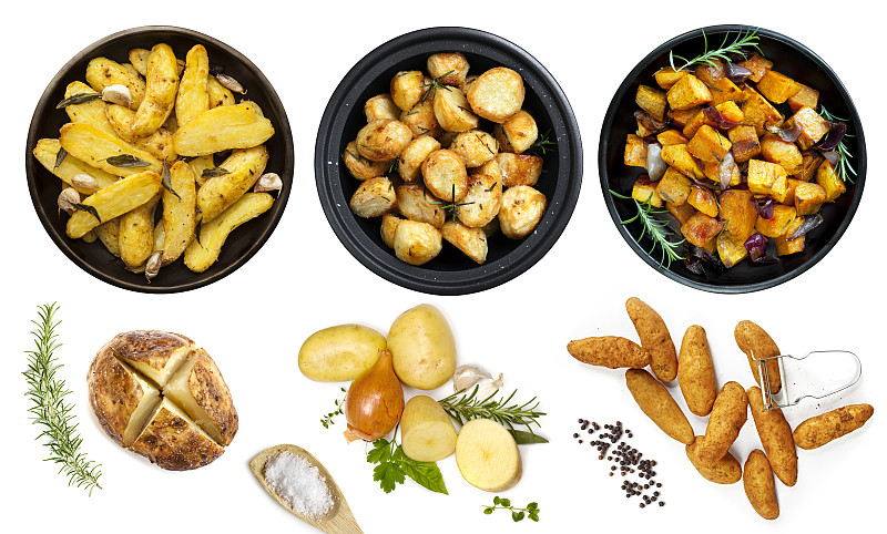 马铃薯,分离着色,碗,视角,精制土豆,烤土豆,Fingerling,Potato,烘锫土豆,收集,上装