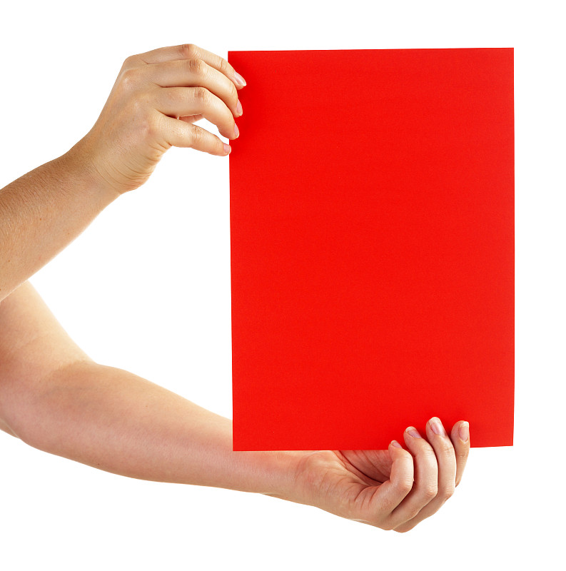 纸,红色,空白的,女性,手,明亮,色彩饱和,部分,女人,拿着