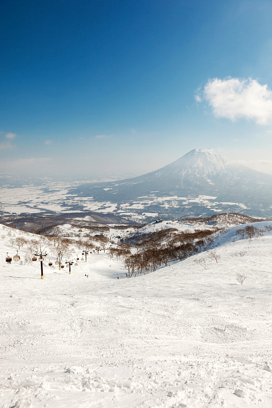 北海道,滑雪缆车,日本,二世谷町度假村,二世谷,滑雪场,滑雪坡,滑雪雪橇,滑雪运动,垂直画幅