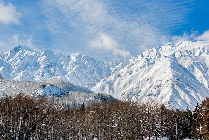 白馬の雪山の雪景色