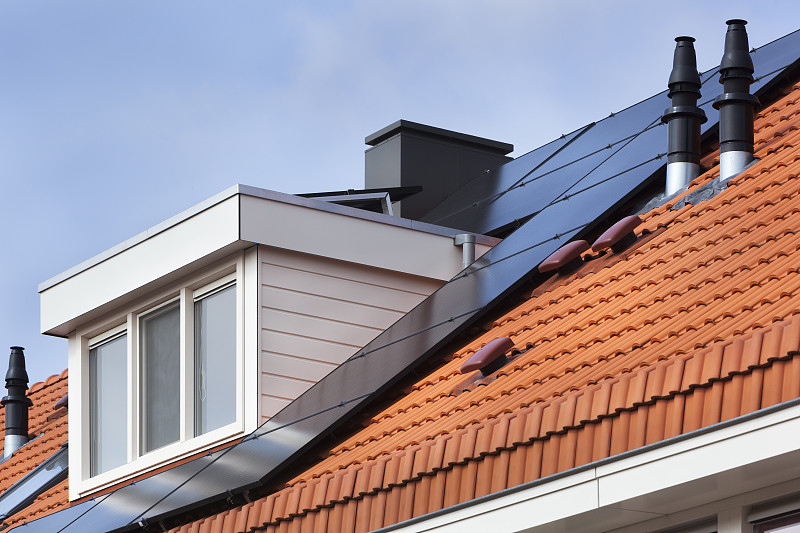 天窗,太阳能电池板,屋顶,荷兰,烟囱,太阳能,窗户,未来,水平画幅,无人