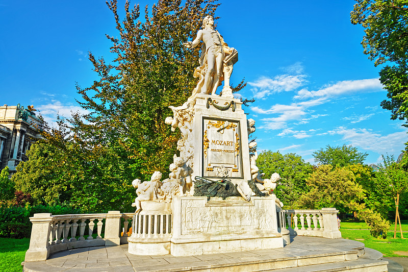 莫扎特雕像,城堡花园,公园,维也纳,莫扎特,霍夫堡宫,古典音乐人,作曲家,纪念碑,水平画幅