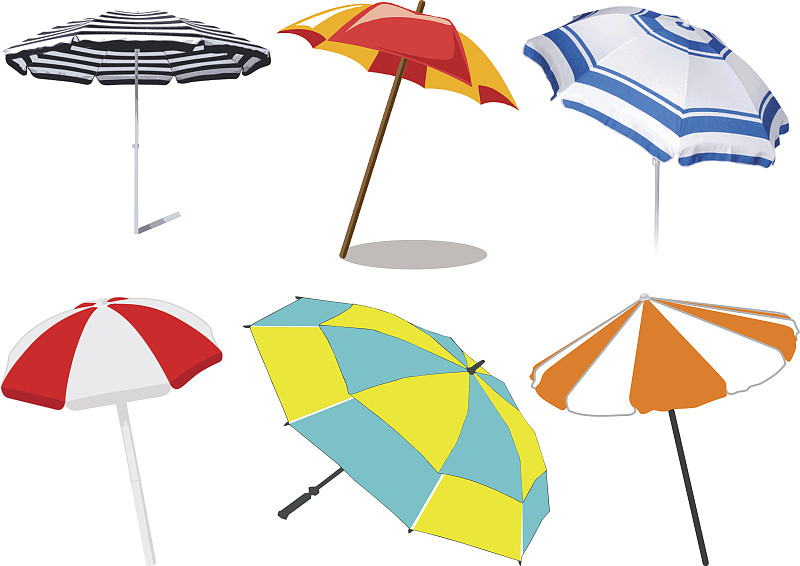海滩遮阳伞,矢量,阳伞,气象学,伞,树荫,把手,白俄罗斯,干的,绘画插图