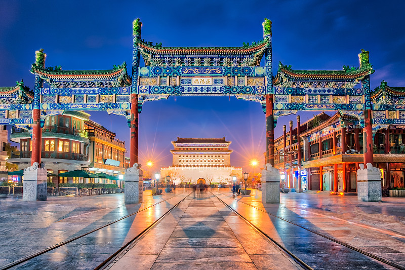 北京,街道,正阳门,前门,大门,水平画幅,无人,户外,著名景点,摄影