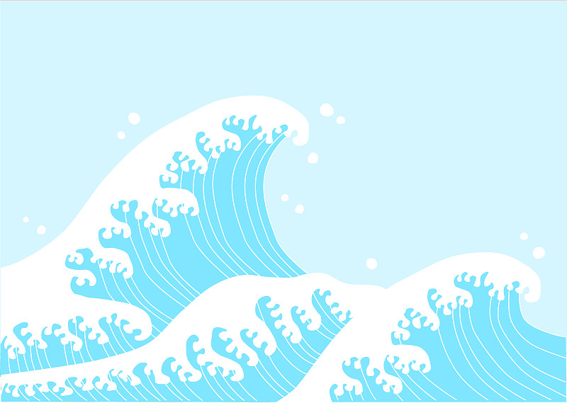 日本,波形,高雅,浮世绘,自来水,极端天气,飞溅的水滴,青海波,海啸,可爱