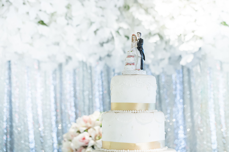 结婚蛋糕,白色背景,选择对焦,婚礼蛋糕雕像,小雕像,女人,幸福,水平画幅,符号