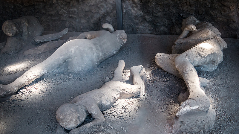 庞贝,灰,受害者,有包装的,木乃伊化的,石膏,维苏威火山,掩埋的,纳布勒斯,雕像