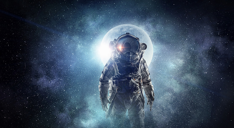 宇航员,太空,复合媒材,俄罗斯宇航员,月亮,星系,幻想,空间和天文学,创世纪,地球
