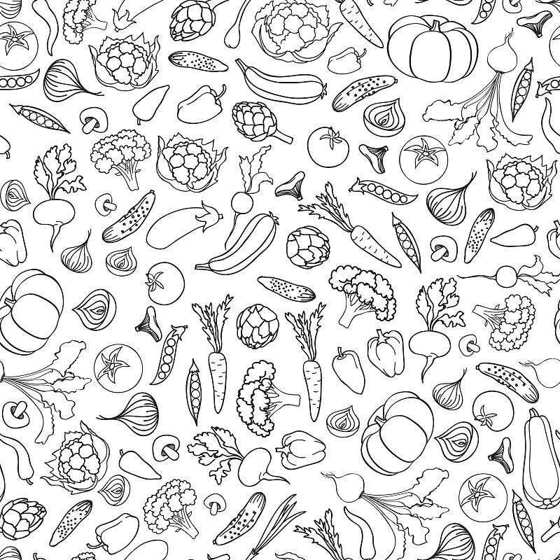 乱画,蔬菜,式样,成分,背景,线条,素食,剪贴画,马铃薯,四方连续纹样