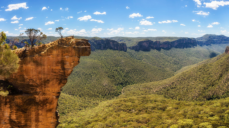 蓝山,悬挂的,岩石,澳大利亚,山谷,摄像机拍摄角度,悬崖,观测点,纪念碑,监视