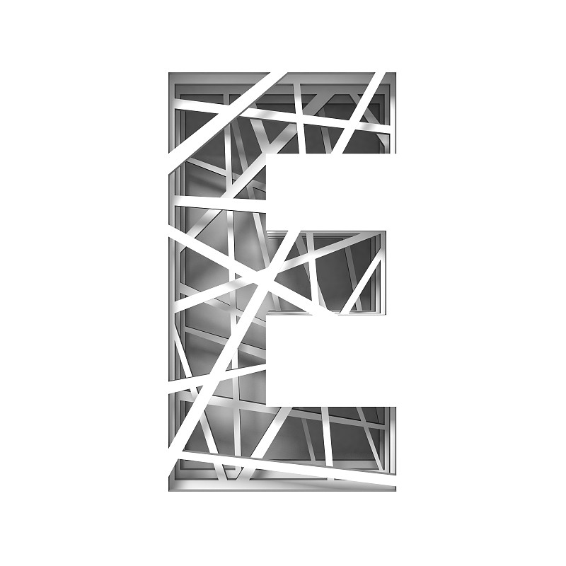 英文字母e,三维图形,字体,背景分离,纸,分界线,分离着色,格子,字母,信函